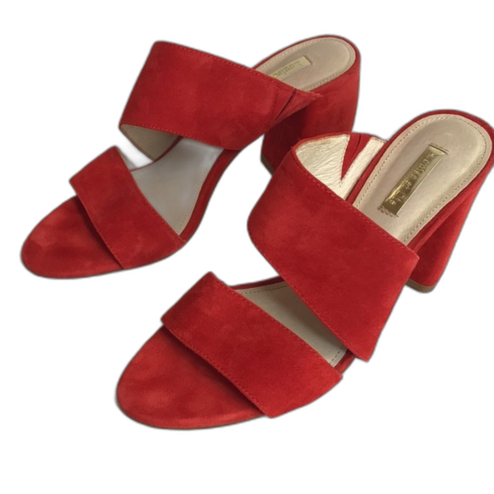 Louise et cie red orange suede strappy block heels  shoes size 8.5m - Picture 2 of 11